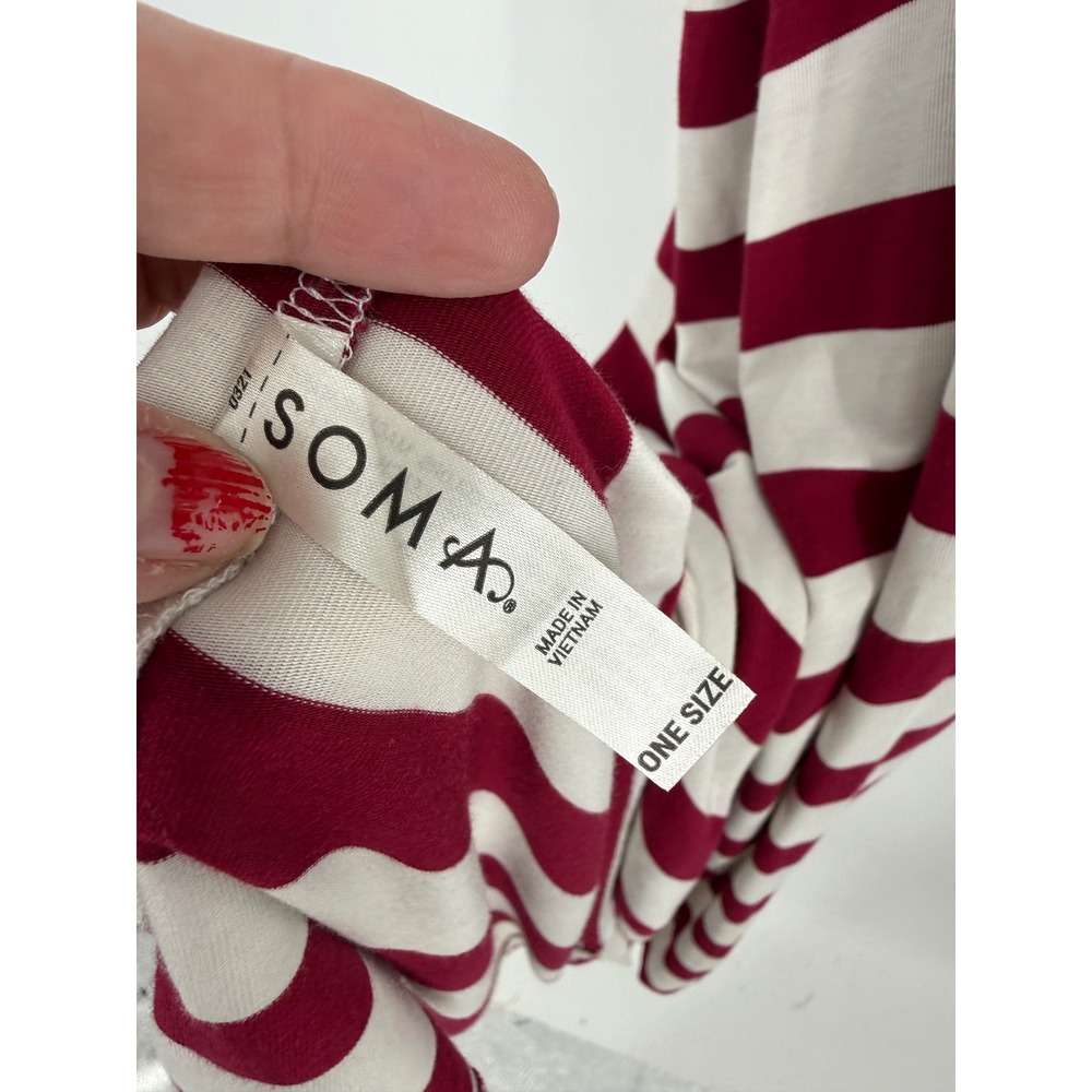 Soma Striped Sleeveless Dress Sleep Shirt Women XXL Burgundy Cream Racerback - Picture 4 of 8